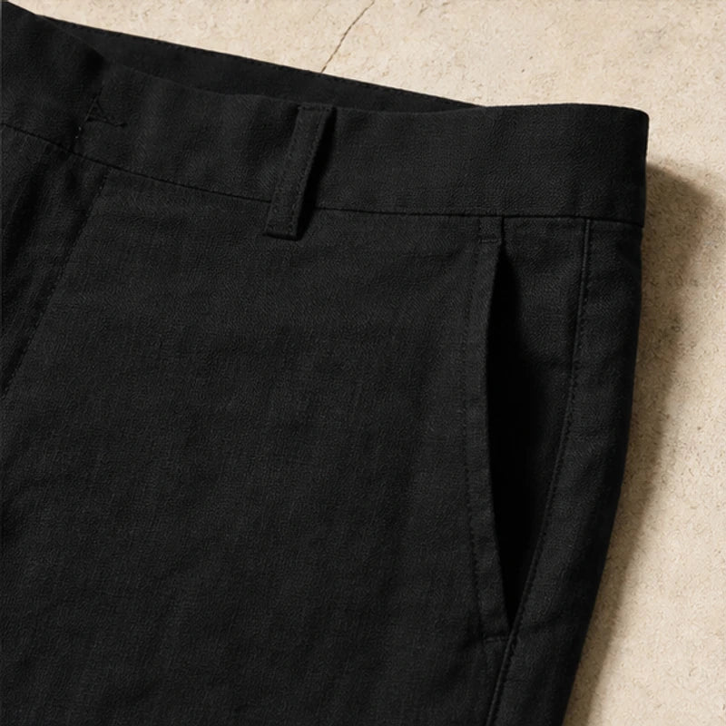 Pablo Lightweight Linen Trousers - Black - mens pants - Hendlys - Image 2