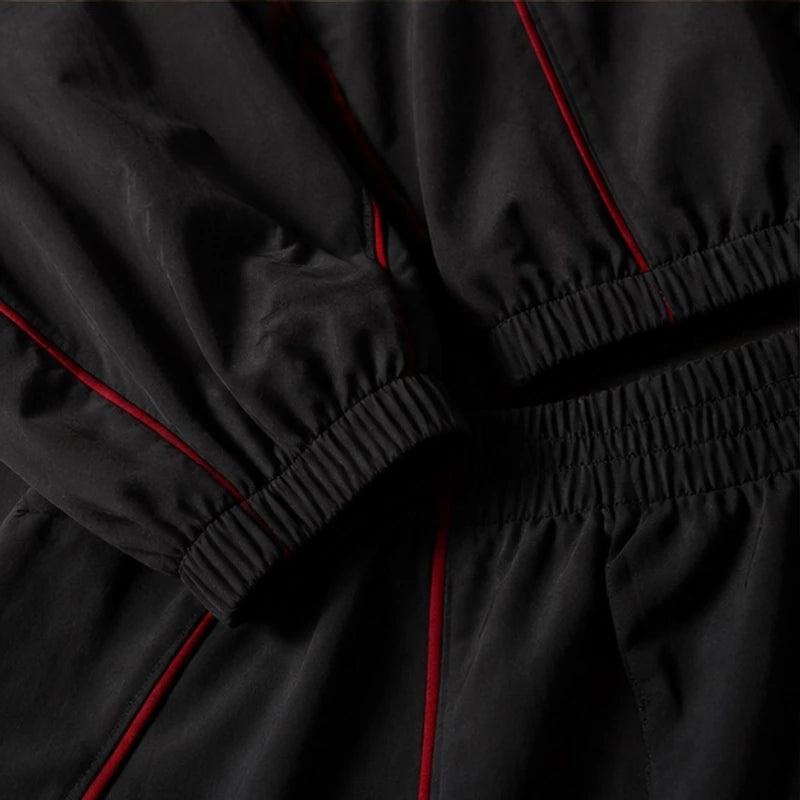 Paloma Cropped Hoodie Shorts Training Set - Black & Red - cropped hoodie - Hendlys - Image 5