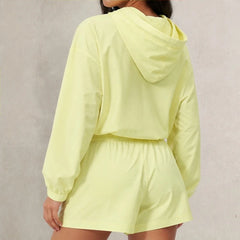 Paloma Cropped Hoodie Shorts Training Set - Neon Yellow - women's activewear - Hendlys - Image 2