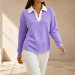 Paloma Long Sleeve Polo Shirt - Purple - Catalog Group: Clothing - Hendlys - Image 2