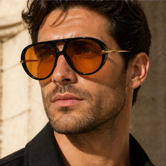 Pavia Retro Pilot Shades - Black orange - retro sunglasses - Hendlys - Image 3