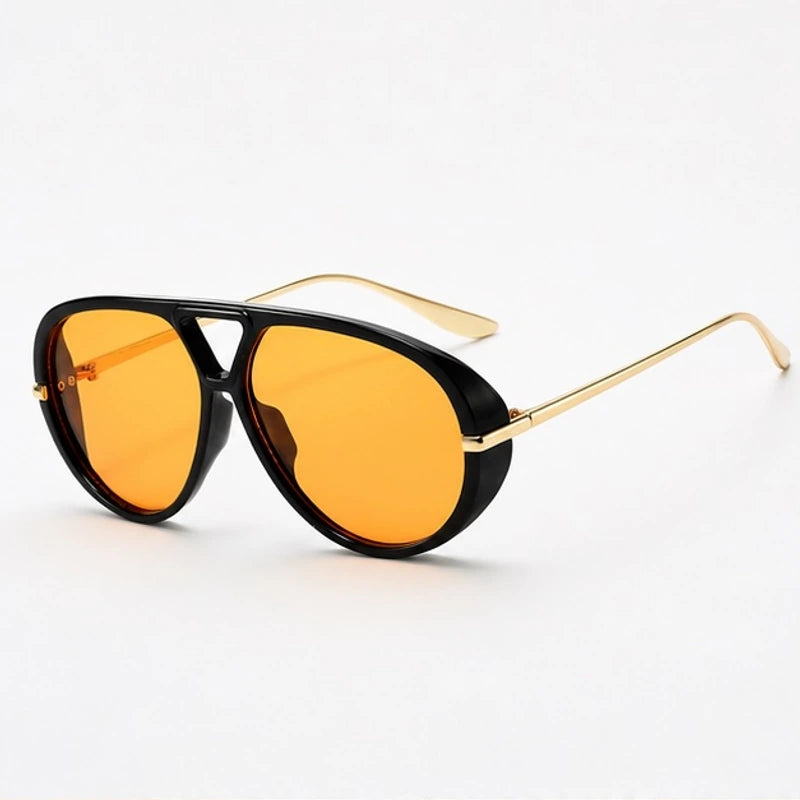 Pavia Retro Pilot Shades - Black orange - Sunglasses - Hendlys - Image 1