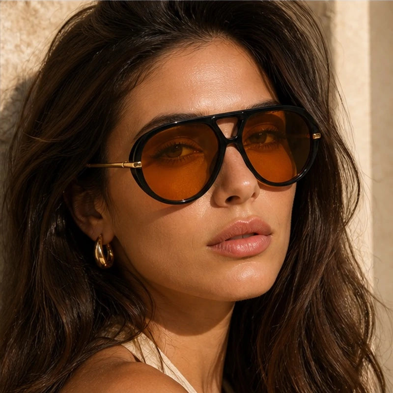 Pavia Retro Pilot Shades - Black orange - pilot shades - Hendlys - Image 4