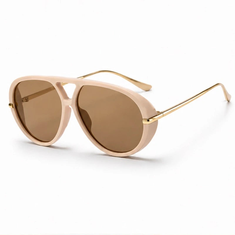 Pavia Retro Pilot Shades - Beige pink tea - Sunglasses - Hendlys - Image 1
