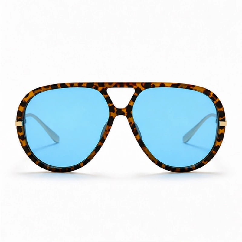 Pavia Retro Pilot Shades - Leopard blue - sunglasses - Hendlys - Image 2