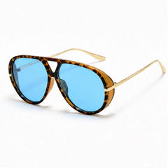 Pavia Retro Pilot Shades - Leopard blue - Sunglasses - Hendlys - Image 1
