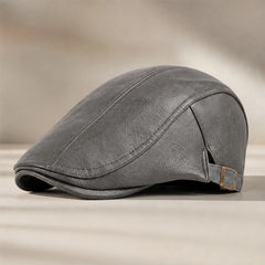 Pembroke Leather Snap-Brim Cap - Gray - Hat - Hendlys - Image 1
