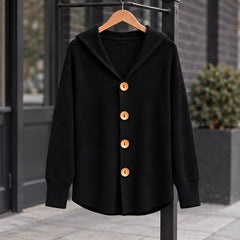 Phoebe Women's Waffle-Knit Hooded Cardigan - Black - CLO-TOP-KNIT - Hendlys - Image 3