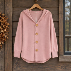 Phoebe Women's Waffle-Knit Hooded Cardigan - Pink - CLO - Hendlys - Image 2