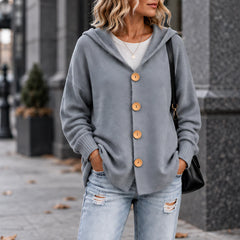 Phoebe Women's Waffle-Knit Hooded Cardigan - Grey - Women's Clothing > Sweaters & Cardigans > Hooded Cardigans - Hendlys - Image 1