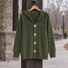 Phoebe Women's Waffle-Knit Hooded Cardigan - Army Green - CLO-TOP-KNIT - Hendlys - Image 3