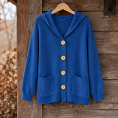 Phoebe Women's Waffle-Knit Hooded Cardigan - Blue - CLO-TOP-KNIT - Hendlys - Image 3