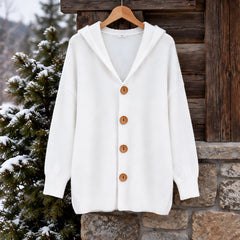 Phoebe Women's Waffle-Knit Hooded Cardigan - White - CLO - Hendlys - Image 2