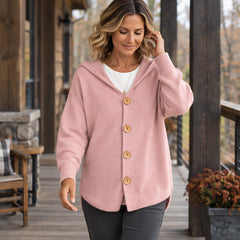 Phoebe Women's Waffle-Knit Hooded Cardigan - Pink - Women's Clothing > Sweaters & Cardigans > Hooded Cardigans - Hendlys - Image 1