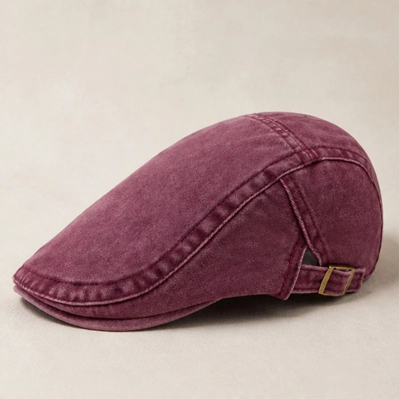 Piers Cotton Flat Cap - Maroon - Accessories > Hats > Flat Caps - Hendlys - Image 1