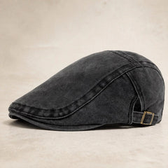 Piers Cotton Flat Cap - Black - Accessories > Hats > Flat Caps - Hendlys - Image 1