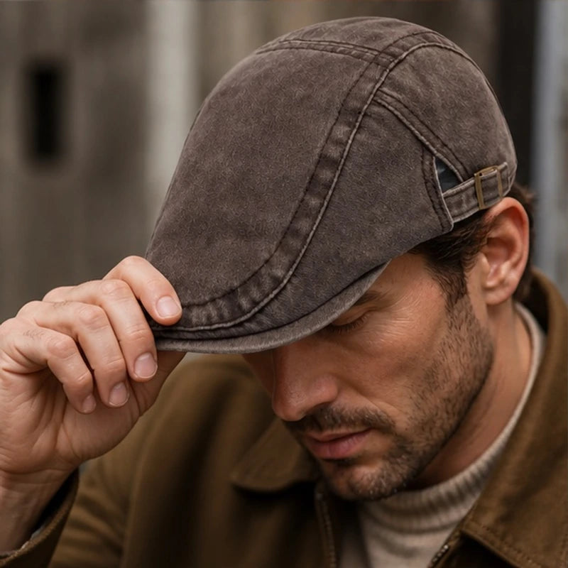 Piers Cotton Flat Cap - Coffee - Accessories > Hats > Flat Caps - Hendlys - Image 2