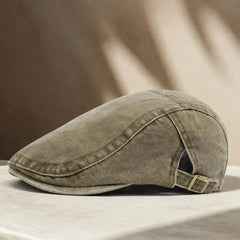 Piers Cotton Flat Cap - Olive - Accessories > Hats > Flat Caps - Hendlys - Image 1