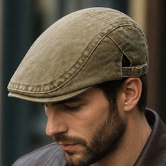 Piers Cotton Flat Cap - Olive - Accessories > Hats > Flat Caps - Hendlys - Image 2