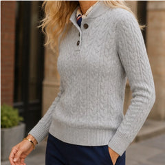 Portia Cashmere Sweater - Gray - Women's Clothing > Sweaters & Cardigans > Cable Knit Sweaters - Hendlys - Image 1