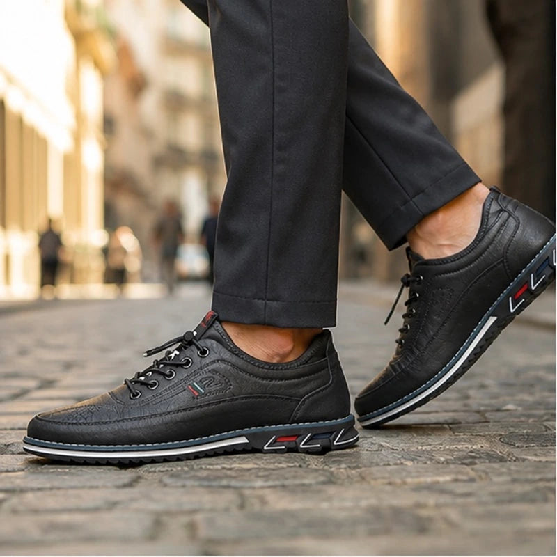 Portman Leather Sneakers - Black - orthopedic sole - Hendlys - Image 4