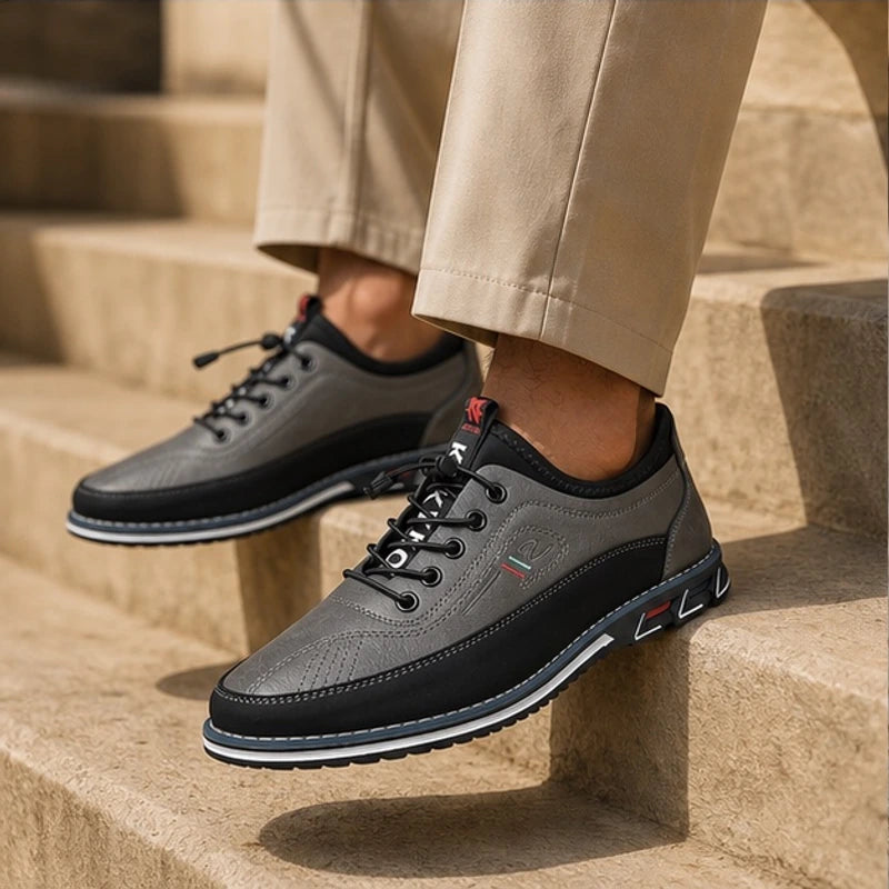Portman Leather Sneakers - Gray - orthopedic sole - Hendlys - Image 4