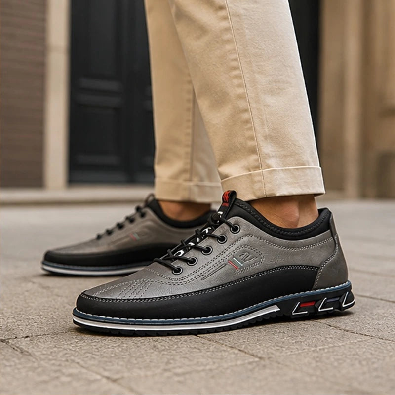 Portman Leather Sneakers - Gray - premium leather - Hendlys - Image 3