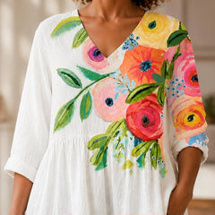 Primrose Relaxed V-Neck Floral Blouse - Floral - Product Type: Blouses - Hendlys - Image 4