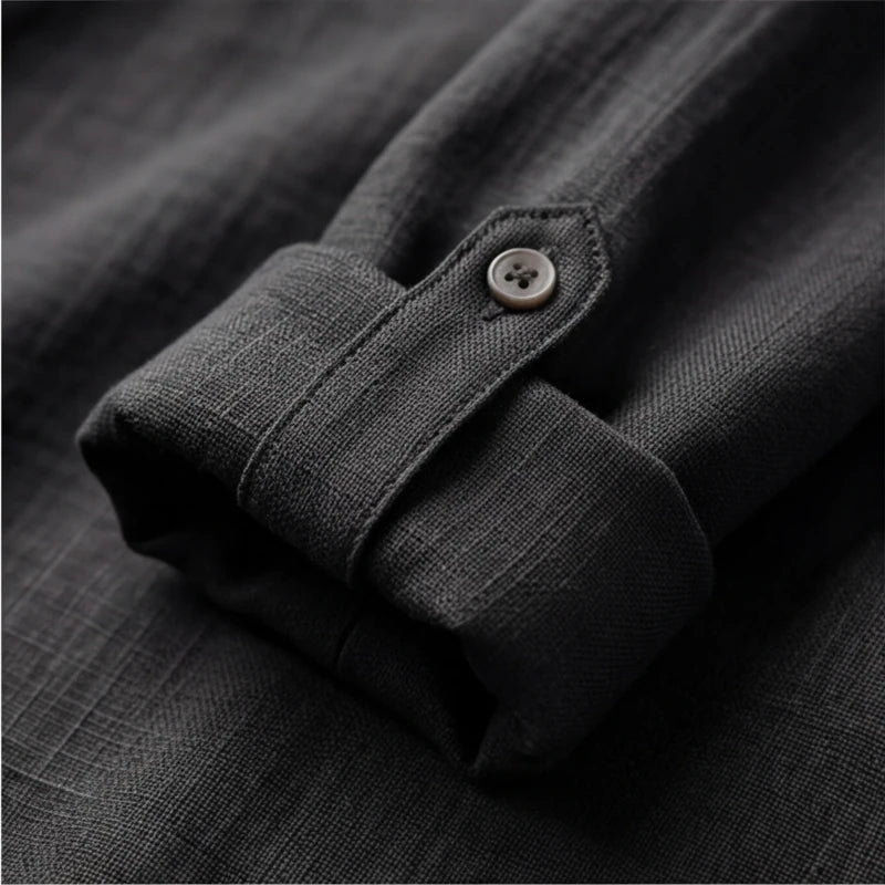 Porto Henley Shirt - Black - men's shirt - Hendlys - Image 1