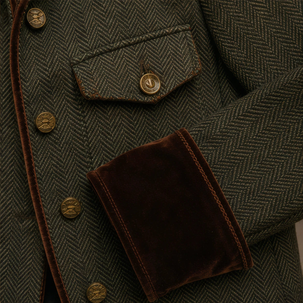 Quintessa Structured Herringbone Jacket - Olive - Product Type: Jackets - Hendlys - Image 4
