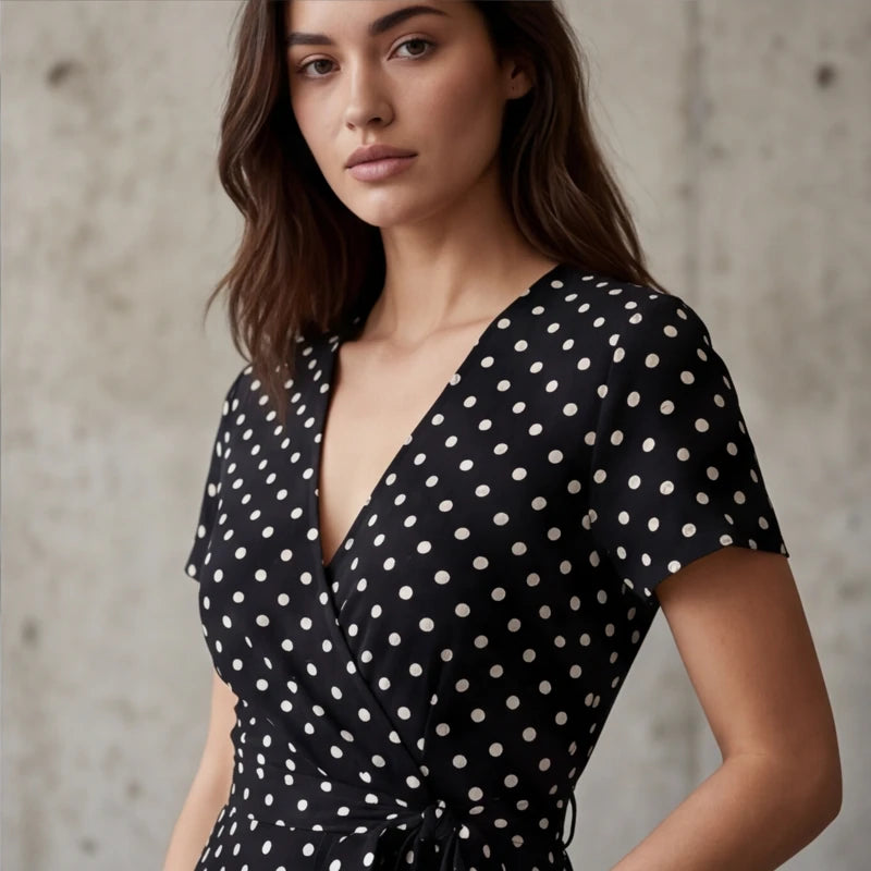 Santorini Maxi Polka Dot Dress - Black - maxi dress - Hendlys - Image 3