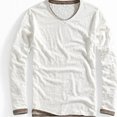 Kasane Cotton Long Sleeve Shirt - White - Shirt - Hendlys - Image 1