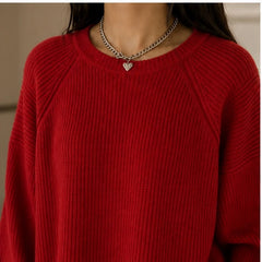 Reina Ribbed Knit Sweater - Red - Catalog Group: Clothing - Hendlys - Image 2