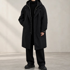 Rexton Men's Layered Hooded Longline Coat - Black - men footwear - Hendlys - Image 2