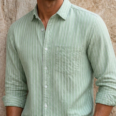 Rohan Linen Stripe Shirt - Green - men's shirt - Hendlys - Image 2