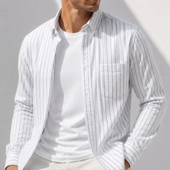 Rohan Linen Stripe Shirt - White - Shirt - Hendlys - Image 1