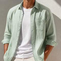 Rohan Linen Stripe Shirt - Green - Shirt - Hendlys - Image 1