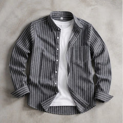 Rohan Linen Stripe Shirt - Black - linen shirt - Hendlys - Image 3