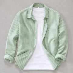 Rohan Linen Stripe Shirt - Green - linen shirt - Hendlys - Image 3