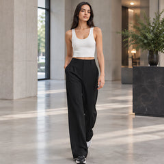 Romilly Women's High-Rise Tailored Wide-Leg Trousers - Black - Pants | Bottoms - Hendlys - Image 2