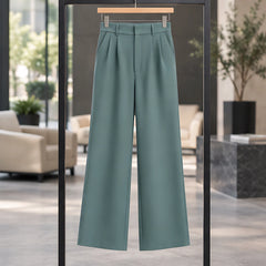 Romilly Women's High-Rise Tailored Wide-Leg Trousers - Green - Shop All Bottoms | Bottoms - Hendlys - Image 3