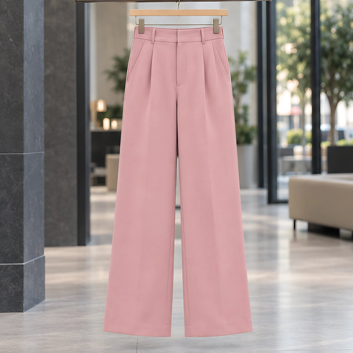 Romilly Women's High-Rise Tailored Wide-Leg Trousers - Pink - Shop All Bottoms | Bottoms - Hendlys - Image 3