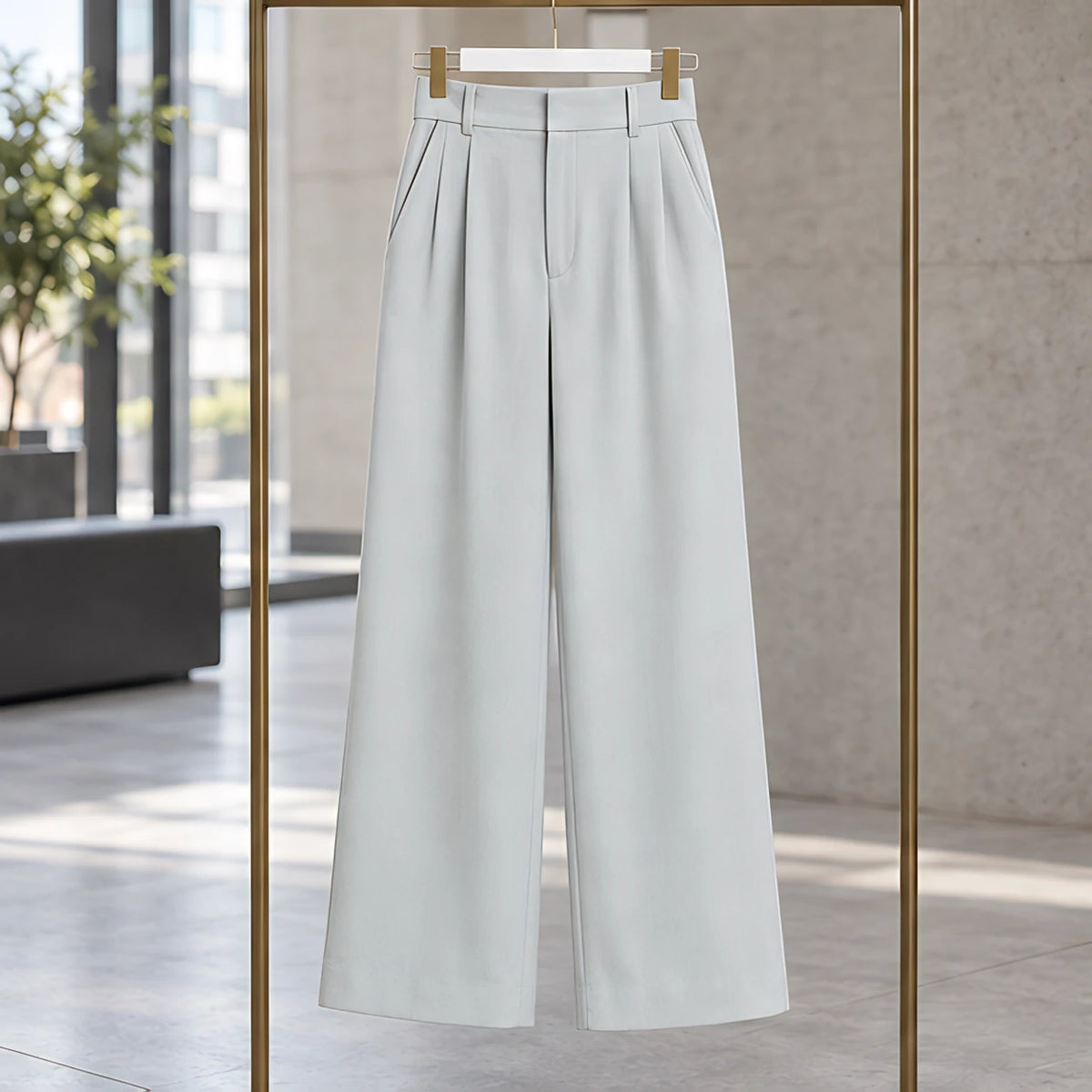 Romilly Women's High-Rise Tailored Wide-Leg Trousers - Grey - Shop All Bottoms | Bottoms - Hendlys - Image 3