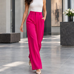 Romilly Women's High-Rise Tailored Wide-Leg Trousers - Pink Red - Pants | Bottoms - Hendlys - Image 2