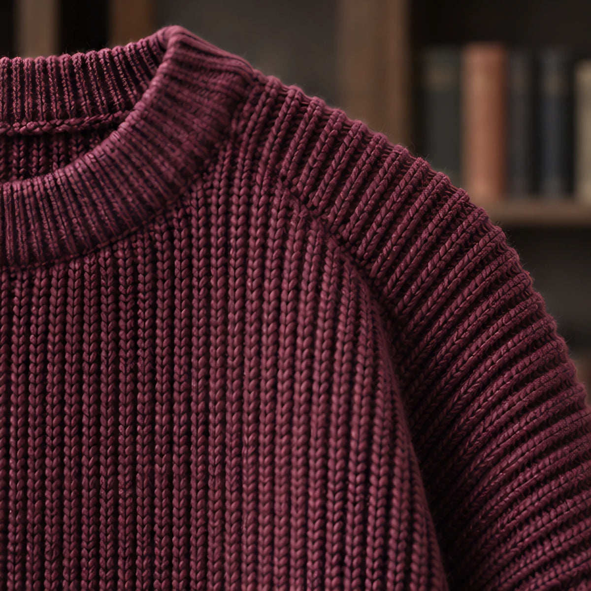 Ronan Men's Rib-Knit Crewneck Sweater - Burgundy - male - Hendlys - Image 3