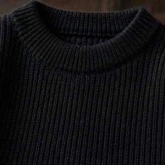 Ronan Men's Rib-Knit Crewneck Sweater - Black - male - Hendlys - Image 3