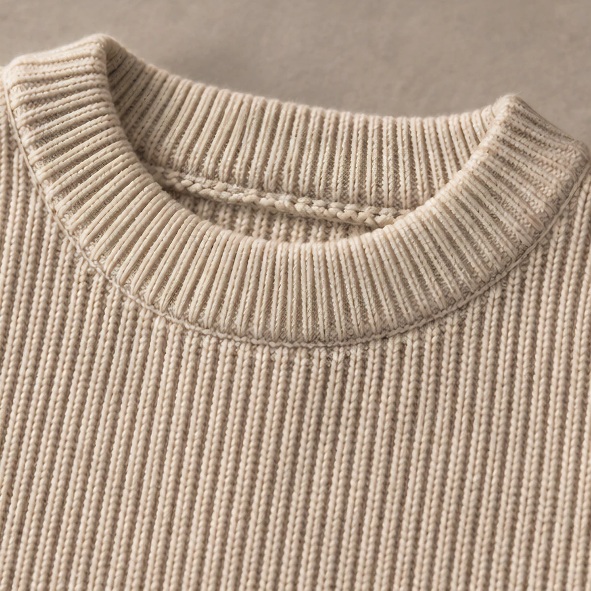 Ronan Men's Rib-Knit Crewneck Sweater - Beige - male - Hendlys - Image 3