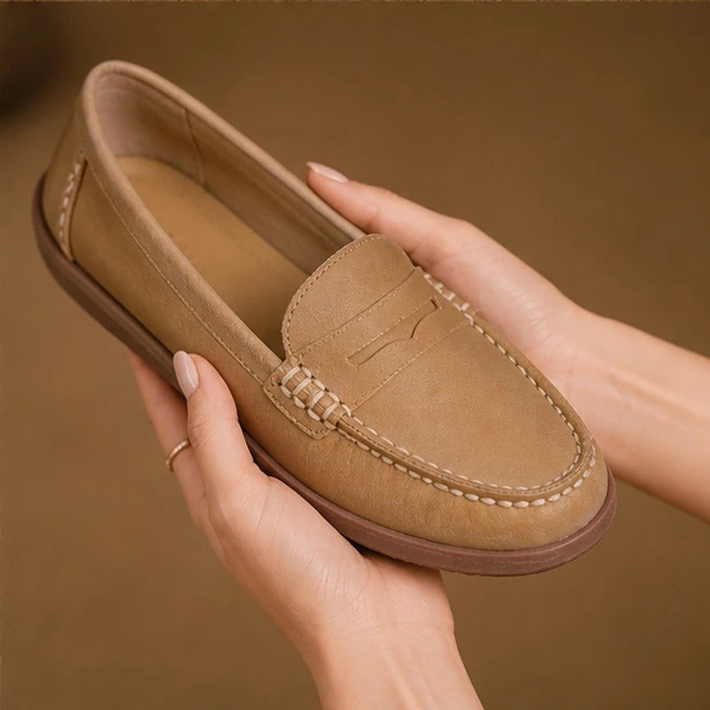 Roselle Orthopedic Leather Loafers - Khaki - Shoes - Hendlys - Image 3