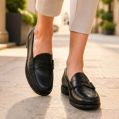 Roselle Orthopedic Leather Loafers - Black - Shoes - Hendlys - Image 3