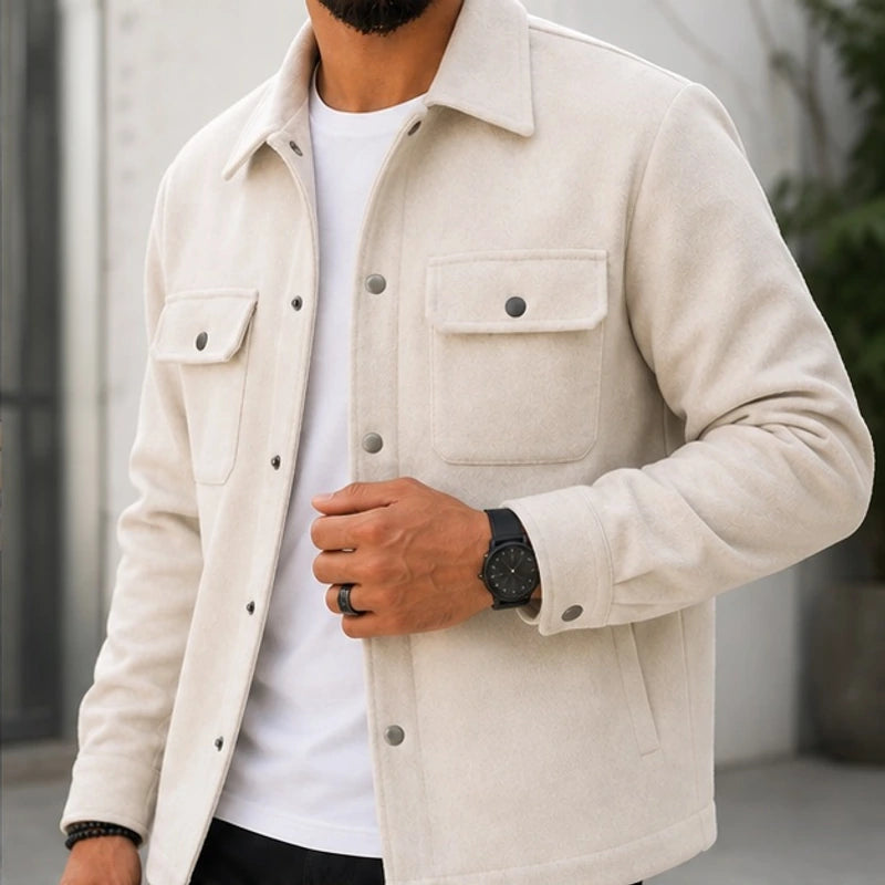 Rothwell Relaxed Shirt Jacket - Soft Off-white - Men's Clothing > Outerwear > Shirt Jackets - Hendlys - Image 1